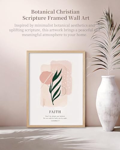 HesenDot Faith Natural OAK Wood Framed Wall Art,12x16in Christian Print - color: Bible Verse Faith