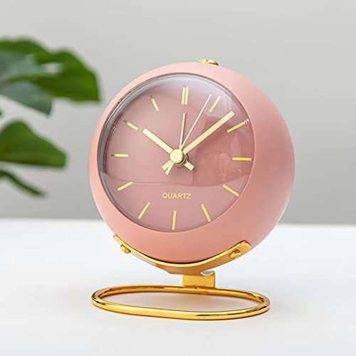 SHISEDECO Small Tableclocks Classic Non-Ticking Tabletop Alarm Clock,Pink - color: Rn-pink