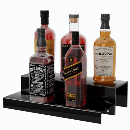 JUESHA 2 Tier Liquor Bottle Display Shelf - color: Black