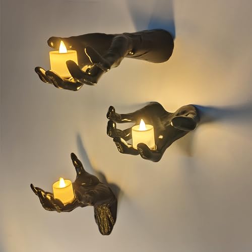 DAZONGE Halloween Decor 3Set Creepy Hands with Candles Halloween Wall Decor - size: set 1