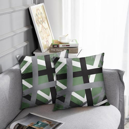 Emvency Throw Pillow Covers Set of 2, 18 x 18 Inch, Striped Sage Green - color: Green, size: 18" x 18" (Pack of 2)