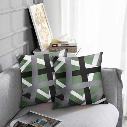 Emvency Throw Pillow Covers Set of 2, 18 x 18 Inch, Striped Sage Green - color: Green, size: 18" x 18" (Pack of 2)