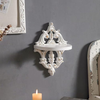 SOFE Vintage Wall Shelf, Distressed White Wood Shelves for Wall 11.8" Tall