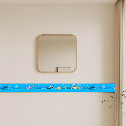 IVN Wallpaper Border Peel and Stick Wall Cartoon Sea Animals 4x196 Inch - color: Cartoon Sea Animals