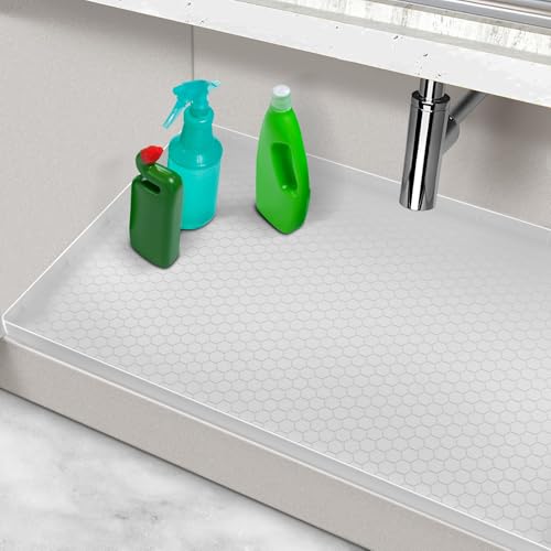 Under The Sink Mat Waterproof, Under Kitchen Sink Mat Light Gray, 34" x 22" - color: Light Gray, size: 34" x 22"