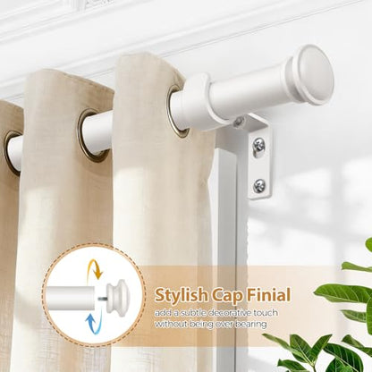 TONIAL Curtain Rods for Windows, 32 to 58 Inch, White, Single Drapery Rod - color: Warm White, size: 32-58"
