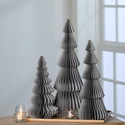 Your Heart's Content Honeycomb Paper Trees, Set of 3 (Large Set 3 Gray) - color: Large Set 3 Gray