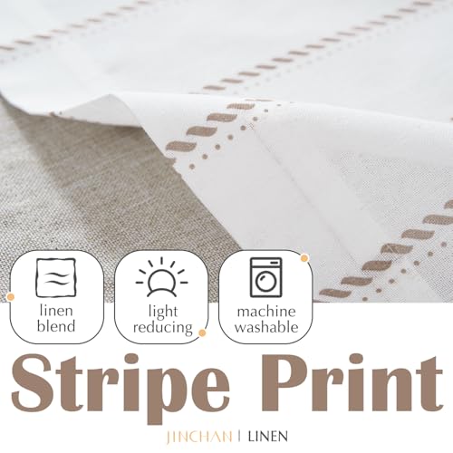jinchan Stripe Linen Window Valance Curtain, 50x16, 1 Panel, Taupe - color: Nautical Striped Taupe on White, size: 50"W x 16"L (Pack of 1)