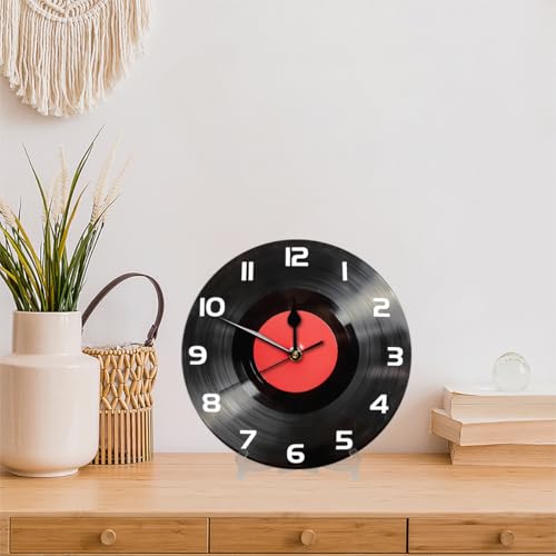 Vintage Vinyl Record CD Wall Clock Battery Operated 10 in Round Wall Clocks Slilent Non Ticking Quartz Analog Clock for Bedroom Kids Living Room Classroom Decor - color: Vintage Vinyl Record Cd