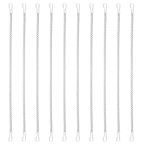 ElevateTech 10PCS 20 Inch Metal Chain, Stainless Steel Hanging Chainswith Safety Hooks for Stained Glass Panels Picture Hanging Chain Outdoor Decorative Chains for Walls Gardens and Kitchens