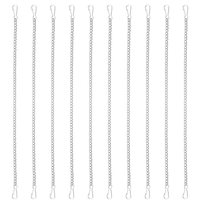 ElevateTech 10PCS 20 Inch Metal Chain, Stainless Steel Hanging Chainswith Safety Hooks for Stained Glass Panels Picture Hanging Chain Outdoor Decorative Chains for Walls Gardens and Kitchens