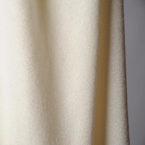 CUDDLE DREAMS Premium Cashmere Throw Blanket with Fringe (Ivory) - color: Ivory