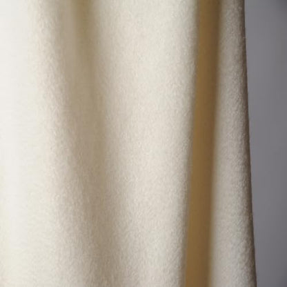 CUDDLE DREAMS Premium Cashmere Throw Blanket with Fringe (Ivory) - color: Ivory