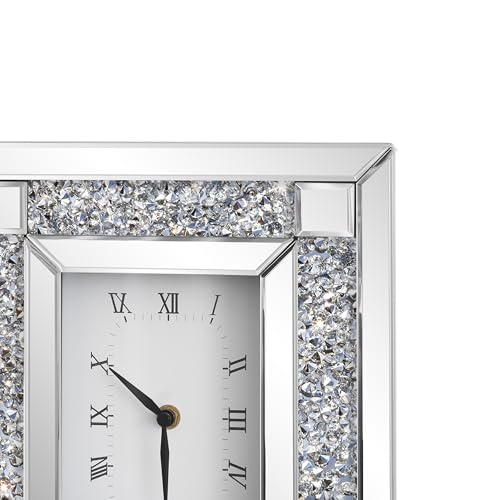 SHYFOY Mirrored Desk Clock,13x12 Luxury Silent Table Clock - color: Silver, size: 13x12INCH