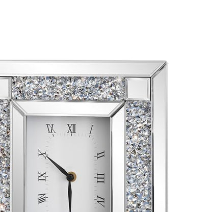 SHYFOY Mirrored Desk Clock,13x12 Luxury Silent Table Clock - color: Silver, size: 13x12INCH