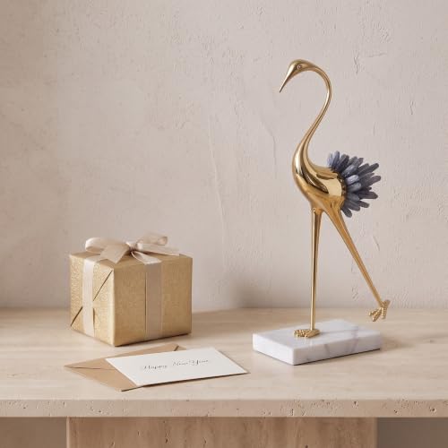 suruim Elegant Gold Crane Bird Statues with Crystal Tail Accents, Decorative Brass Figurines for Home Decor (Blue B) - color: Blue B, size: B