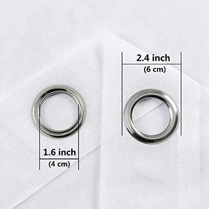 DWCN White Faux Linen Sheer Curtains - Grommet Voile Window Curtains Drapes for Bedroom Living Room 70 x 63 inch Length, Set of 2 - color: White, size: 70"W x 63"L (Pack of 2)