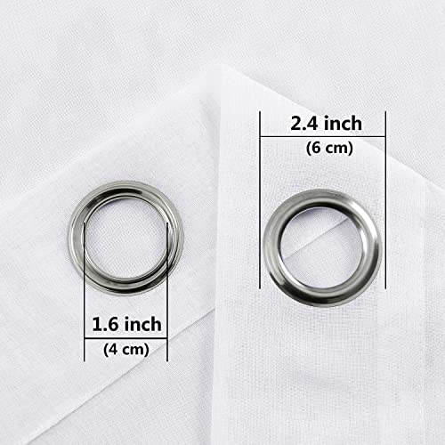 DWCN White Faux Linen Sheer Curtains - Grommet Voile Window Curtain Drapes for Bedroom Living Room 28 x 63 inch Length, Set of 2 - color: White, size: 28"W x 63"L (Pack of 2)