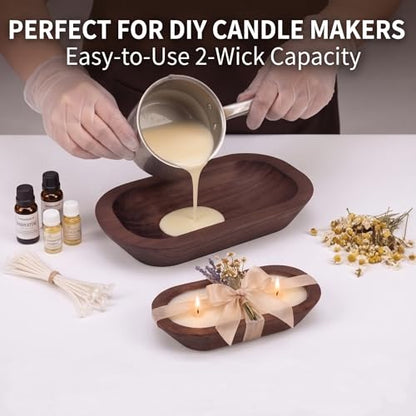 4 Pack 9.5x5.5 Inch Wooden Dough Bowls for Candle Making