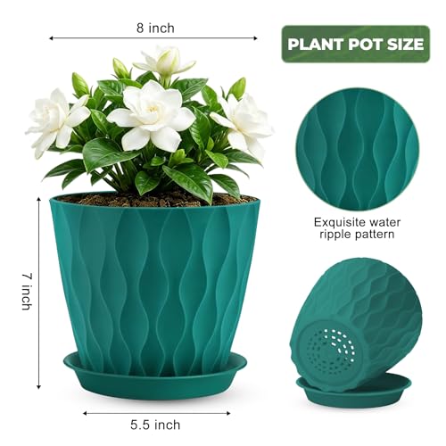 YNNICO 8 inch 6 Pack Plant Pots for Indoor Drainage Holes and Tray Saucers - color: Multicolor, size: 8 inch-6 pack