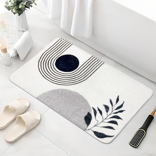 APROPHIC 17"X24" Boho Bath Rugs for Bathroom Decor Non-Slip Bath Mat Absorbent Plush Microfiber Soft Carpet Machine Washable Bath Mat for Bathrooms,Showers,Laundry Rooms,White and Black - color: White and Black, size: 1'5" x 2' (Rectangular)