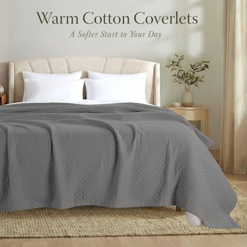 Threadmill Cotton King Coverlet Blanket, Crisscross Jacquard, Dark Grey - color: Classic Dark Grey, size: King / Cal King