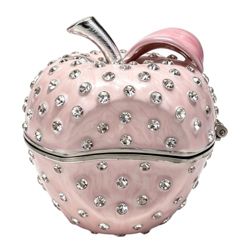 Cute Apple Metal Jewelry Box Daisy Trinket Organizer Storage Gift For Women - color: apple-pink