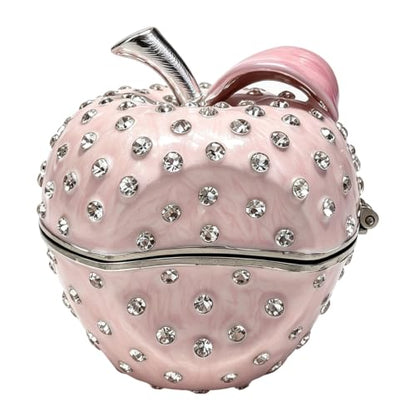 Cute Apple Metal Jewelry Box Daisy Trinket Organizer Storage Gift For Women - color: apple-pink