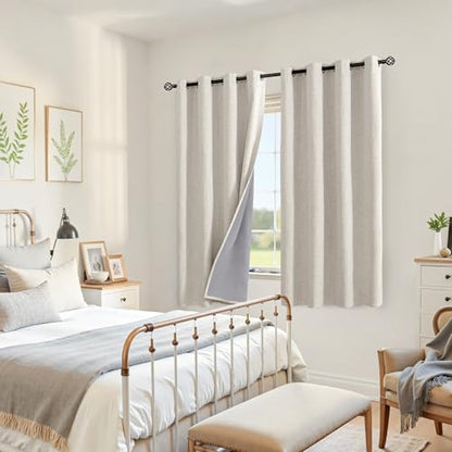 YoungsTex Linen Farmhouse Blackout Curtains 63 Inch Length 2 Panels Set - color: Linen, size: 52"W x 63"L (Pack of 2)