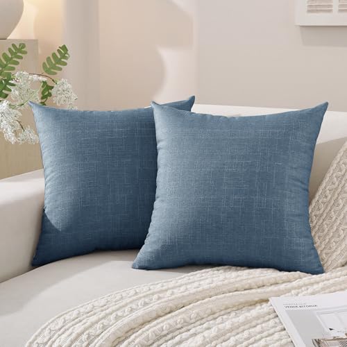 SYSLOON Linen Throw Pillow Covers Set of 2,18x18 Pillow Covers,Blue - color: Blue, size: 18" x 18" (Pack of 2)