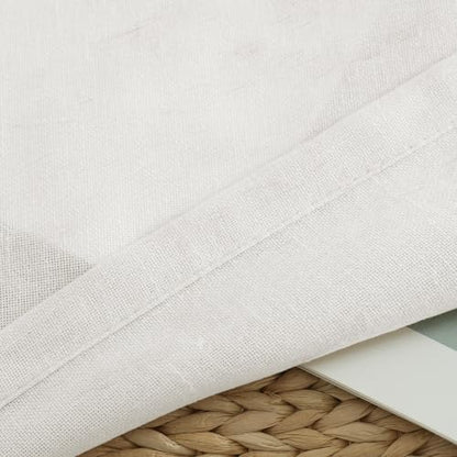 PrinceDeco Linen Semi Sheer Curtains for Living Room, 52x84 inch, Off White - color: Off White, size: 52"W x 84"L (Pack of 2)