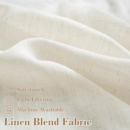 DriftAway Semi Sheer Scalloped Edge Linen Coastal Beach Window Curtains for Living Room Bedroom 2 Panels Rod Pocket Each Size 52 Inch by 84 Inch Taupe - color: Linen Taupe, size: 52"W x 84"L (Pack of 2)