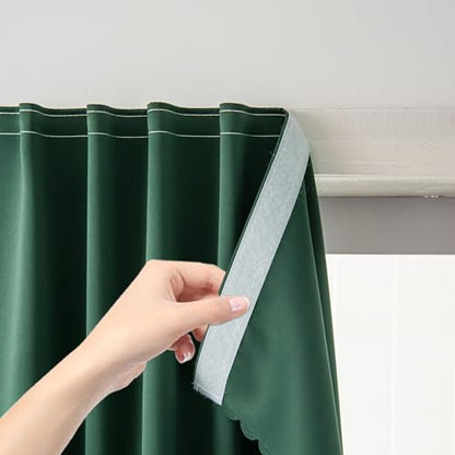 Blackout Curtains for Bedroom Stick On Curtains Window Shades Pull Down Blackout Window Cover No Drillng Self Adhesive Curtains No Rod Small Curtain, 35" W X 59" L, Dark Green, 1 Panel - color: Dark Green, size: 35"W x 59"L (Pack of 1)