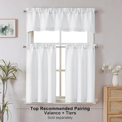 Chyhomenyc White Curtains 30 Inch Length, 2 Panels - color: White, size: 30"W x 30"L (Pack of 2)