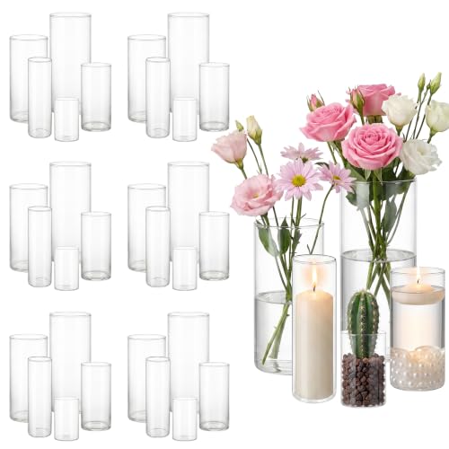 Glass Cylinder Hurricane Tall Clear Vase Flower Vases for Centerpieces,30pc