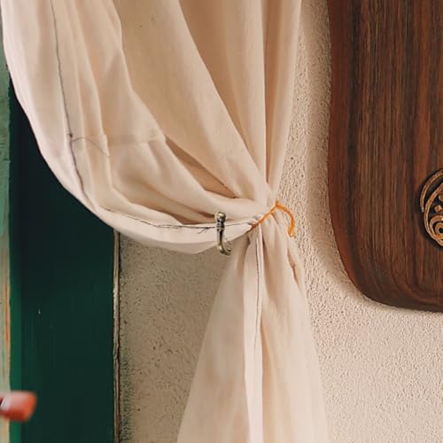 GARVALON Vintage Zinc Alloy Curtain Holdback Hooks, E-Shaped Round Head Wall Mounted Drapery Tiebacks for Living Room and Bedroom, Antique Bronze Finish, 1 Pair Window Curtain Holders