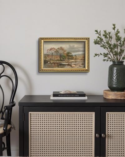 AIMAILON Sanskrit Gold Frame Autumn Tree Pattern, Retro Plant Art 12x18 - color: Golden Autumn Landscape, size: 18"L x 12"W