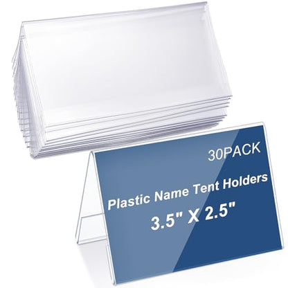 30 Pieces Acrylic Name Plate for Desk, 3.5" x 2.5" Name Tent for Meeting - size: 3.5" X 2.5"