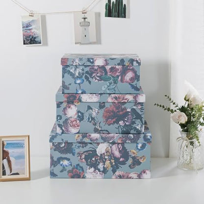 Soul & Lane - Elegance in Bloom Decorative Boxes with Lids, Set of 3 - color: Elegance in Bloom