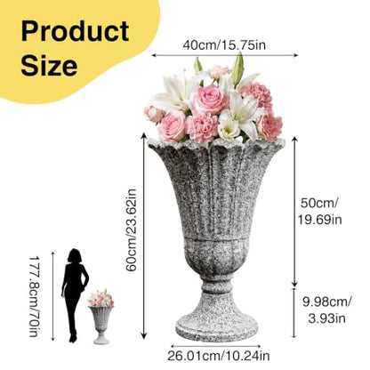 NicBex 24" Tall Urn Planters for Outdoor Plants Set of 2 - Grey Petal - color: Heather Grey - Colorful