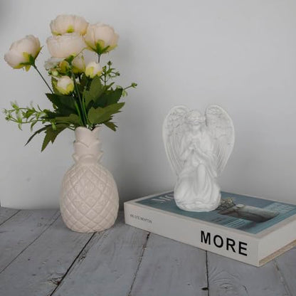 Set of 3 Grey Resin Small Elephant Statues and Set of 2 Cherub Angels Statue Figurine