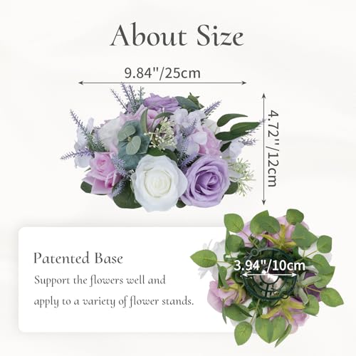 Flower Centerpieces for Wedding Tables: Purple and White, 2Pcs - color: Purple & White, size: 2 PCS
