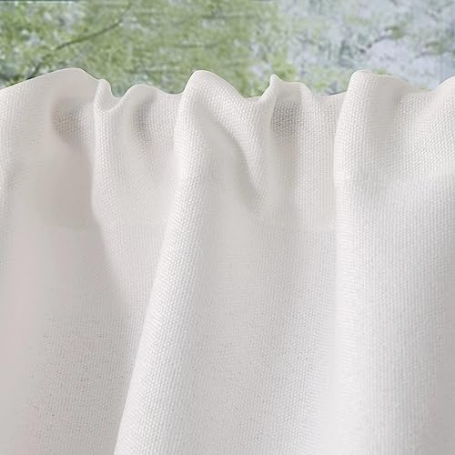 Oindec 2 Pack Farmhouse Faux Linen Valance Curtains, 54x15 inch, White - color: White, size: 54"W x 15"L (Pack of 2)