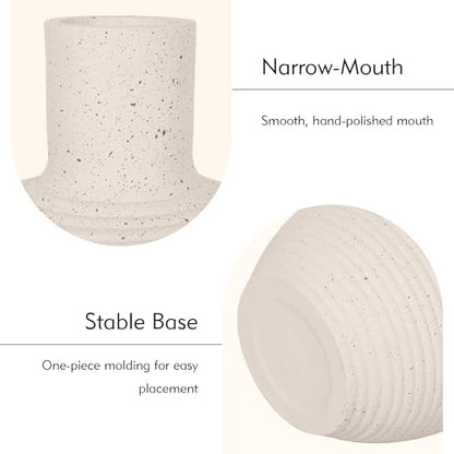 Oakrain Large Flower Vase with Groove Texture, 17" Tall Floor Vase, White - size: 17 Inch