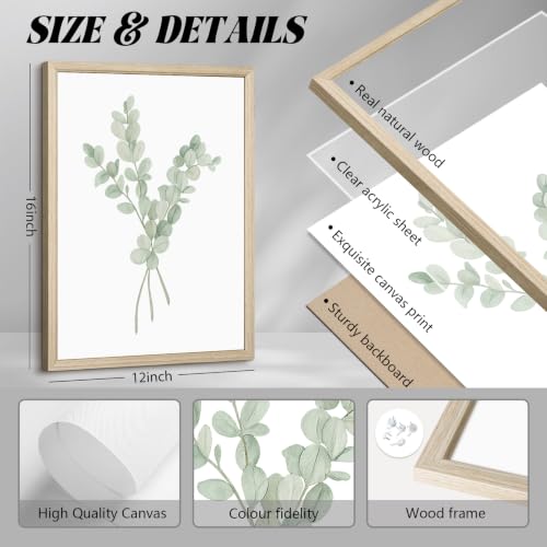 Sage Green Botanical Wall Art Deor Eucalyptus Leaf Pictures Plant Prints - color: Botanical Art, size: 16"L x 12"W