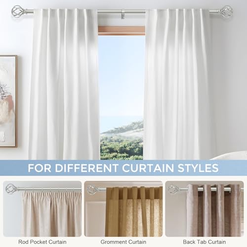 VOIIY Silver Curtain Rod 36-72 Inch, Adjustable Curtain Rods for Windows - color: Antique Silver, size: 36"-72"|1 Pack