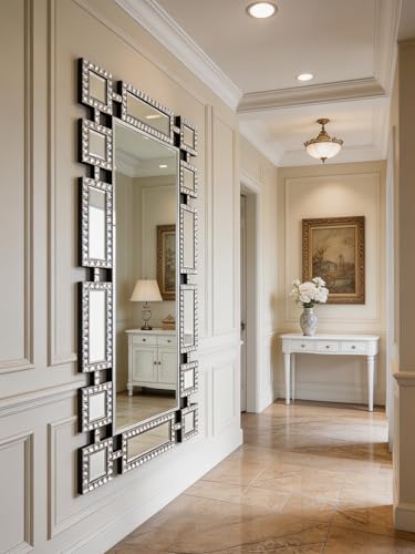 Large 47"x24" Decorative Mirror with Crystal