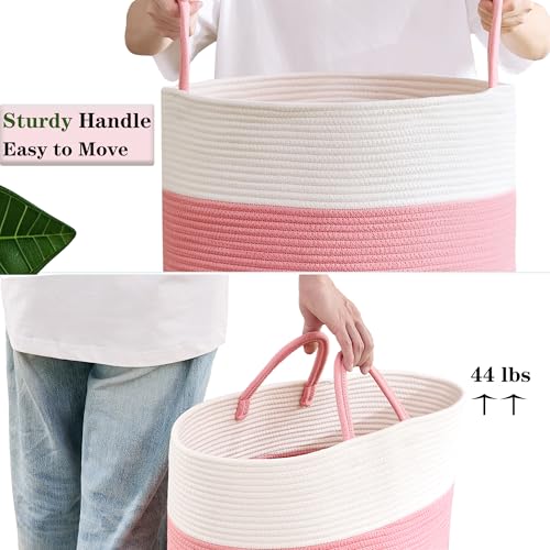 Pink Hamper for Nursery Baby Girls Laundry Basket 80L Large - color: Pink