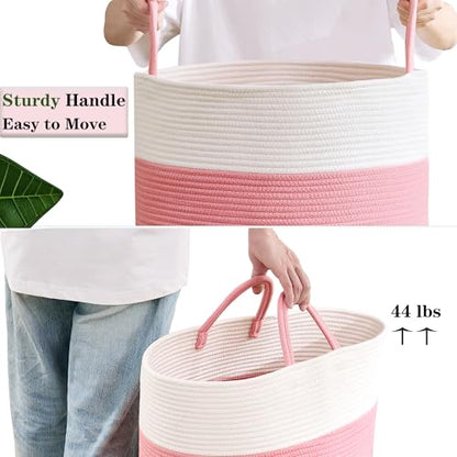 Pink Hamper for Nursery Baby Girls Laundry Basket 80L Large - color: Pink
