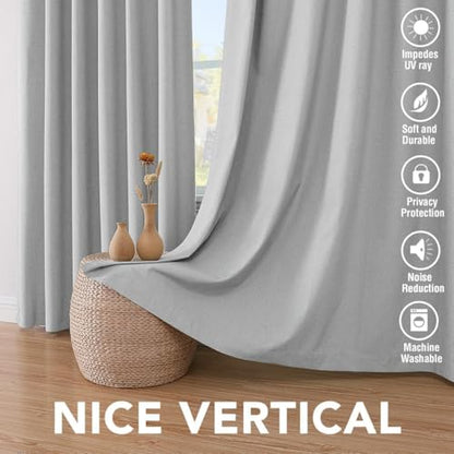H.VERSAILTEX 100% Blackout Linen Curtains 102" L 2 Panels Glacier Gray - color: Glacier Gray, size: 52"W x 102"L (Pack of 2)